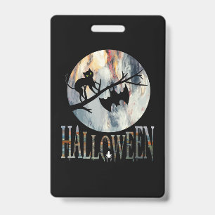 Halloween Funny Cat Halloween Birthday Badge