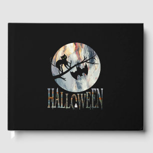 Halloween Funny Cat Halloween Birthday Guest Book