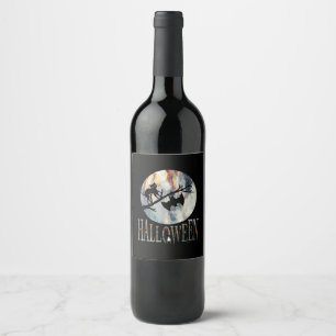 Halloween Funny Cat Halloween Birthday Wine Label