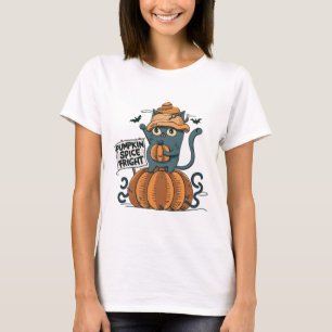 Halloween funny cat saying "pumpkin spice fright" T-Shirt