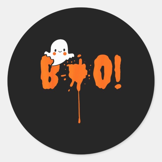 Halloween Funny Cute Ghost Boo! Design Gift  Classic Round Sticker (Front)