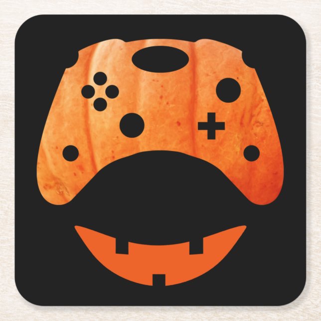HALLOWEEN FUNNY GAMER SQUARE PAPER COASTER (Front)