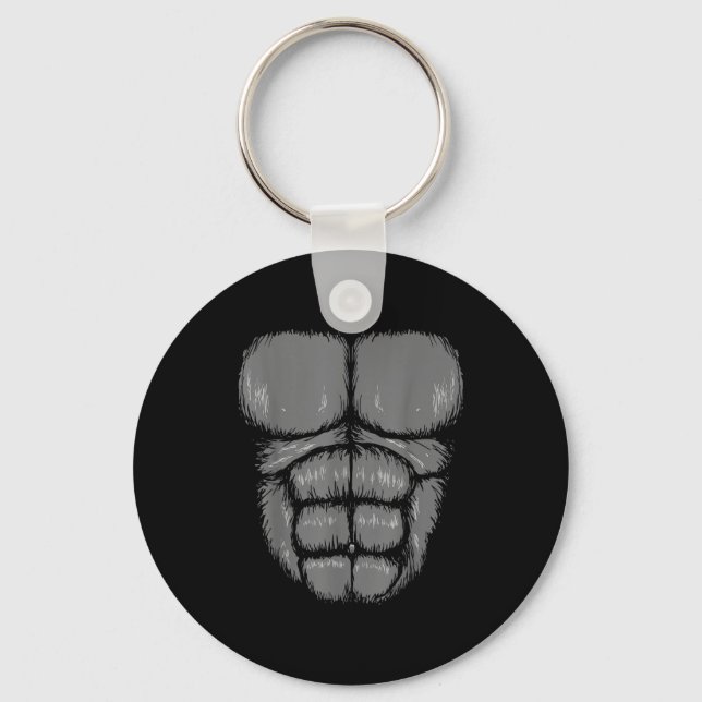 Halloween Funny Gorilla Monkey Belly Chest Costume Keychain (Front)