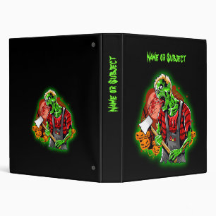 Halloween Funny Green Zombie Axe on Binder