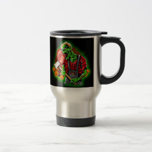Halloween Funny Green Zombie Axe on Coffee  Travel Mug