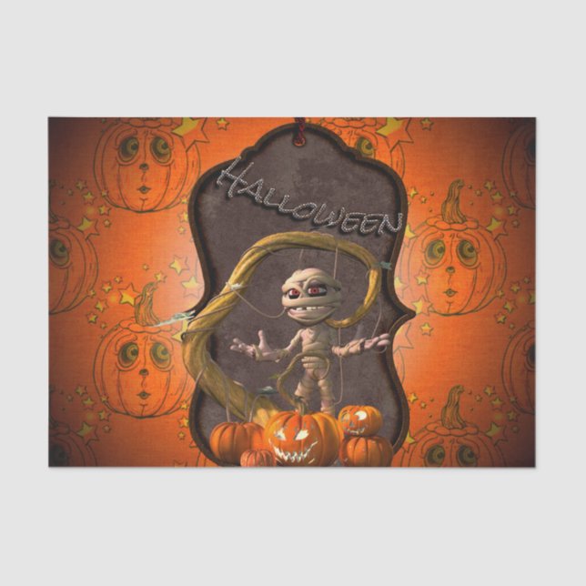 Halloween , funny mummy with pumpkin tissue paper (Front)