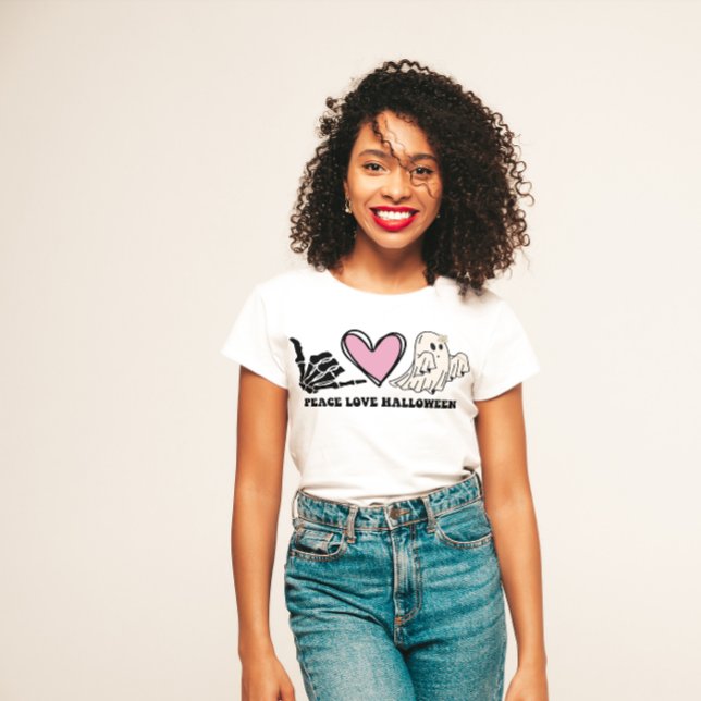 HALLOWEEN FUNNY PEACE LOVE HALLOWEEN | SKELETON 👻 T-Shirt (Creator Uploaded)