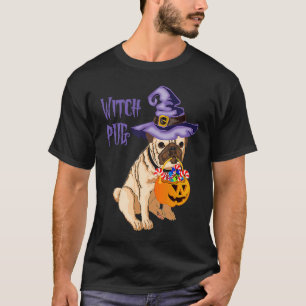 Halloween funny pug witch sweet or sour costume T-Shirt