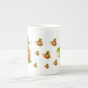 Halloween Funny Pumpkin Face Bone China Mug