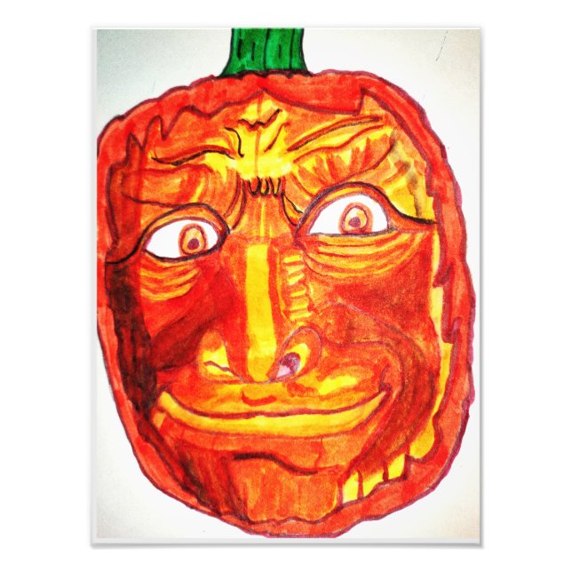 HALLOWEEN FUNNY PUMPKIN FACE PHOTO PRINT (Front)