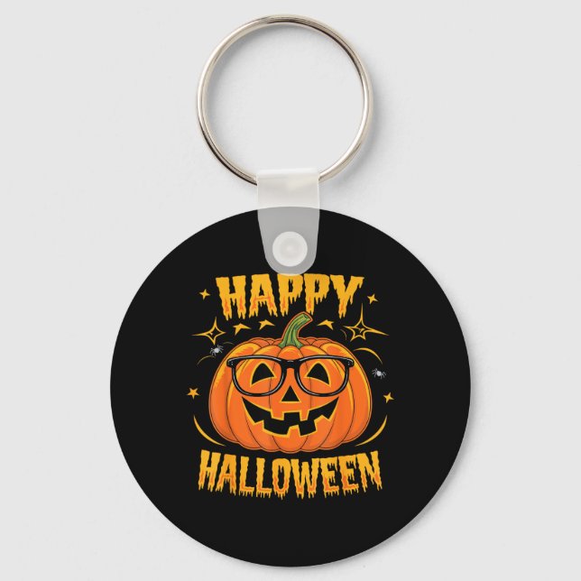 Halloween Funny Pumpkin Happy Halloween Keychain (Front)