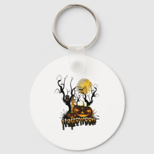 Halloween funny pumpkin with owl keychain