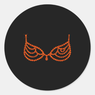 Halloween Funny Showgirl Orange Crystal Bra Lazy C Classic Round Sticker