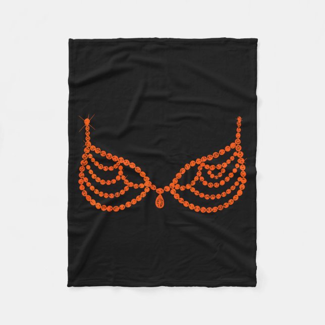 Halloween Funny Showgirl Orange Crystal Bra Lazy C Fleece Blanket (Front)