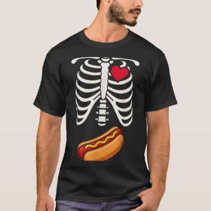 Halloween Funny Skeleton Ribcage Hotdog Food Lover T-Shirt