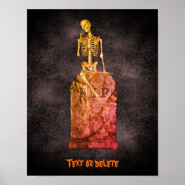 Halloween Funny Skeleton Tombstone Personalized  Poster (Front)