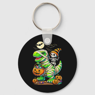 Halloween Funny T Rex Dinosaur Mummy Boys Trick Tr Keychain