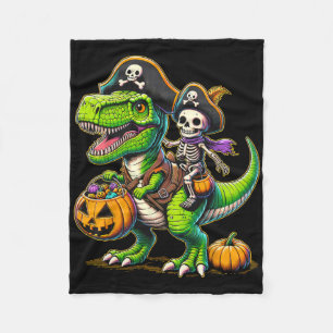 Halloween Funny T Rex Dinosaur Pirate Boys Trick T Fleece Blanket