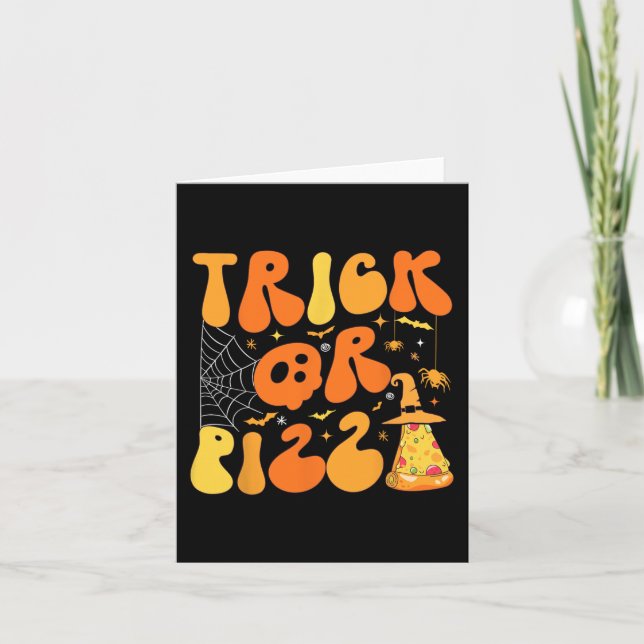 Halloween Funny Trick or Pizza Scary Ghost Deco Gr Card (Front)