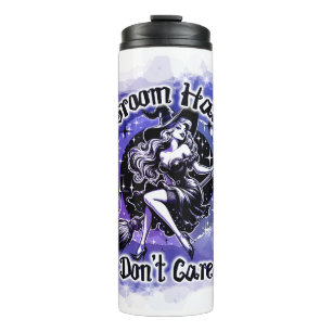 Halloween Funny Witch Riding Broom Thermal Tumbler