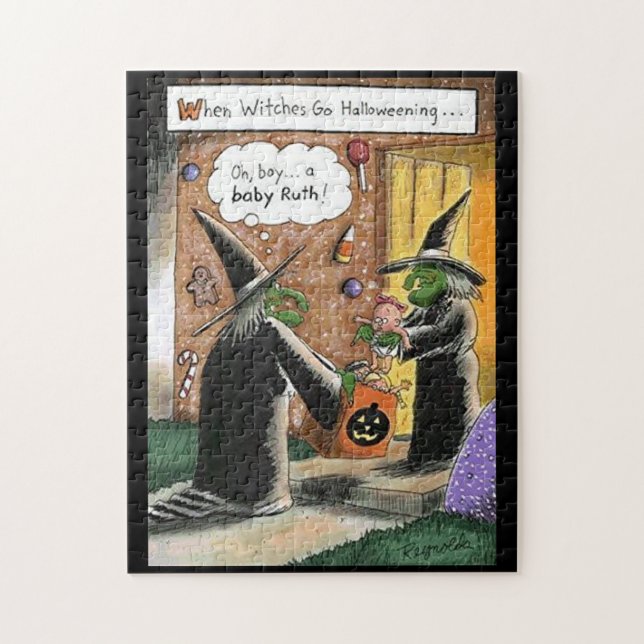 Halloween Funny Witches Trick or Treat Jigsaw Puzzle (Vertical)