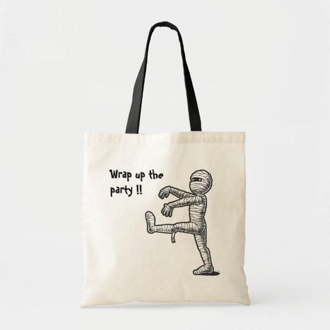 Halloween funny wrap up the party tote bag (Front)