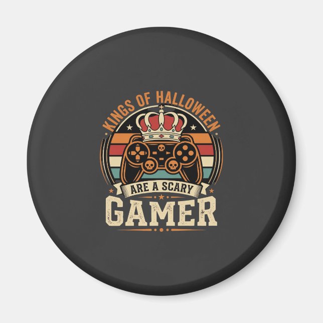 Halloween Gamer King Retro Controller Design Magnet (Front)