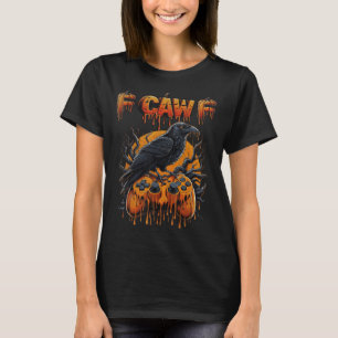 Halloween Gamer Pumpkin Dripping Gaming Crow Raven T-Shirt