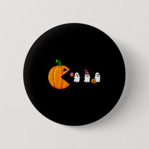 Halloween Gamer Pumpkin Eating Ghost Costume Men B 2 Inch Round Button