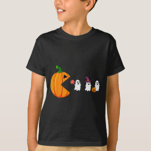 Halloween Gamer Pumpkin Eating Ghost Costume Men B T-Shirt