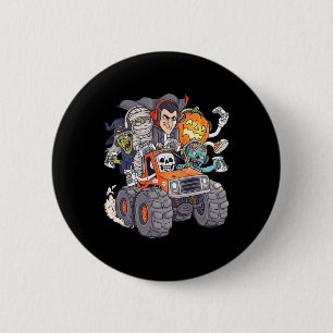 Halloween Gamer Skeleton Zombie Monster Truck Boys 2 Inch Round Button