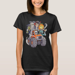Halloween Gamer Skeleton Zombie Monster Truck Boys T-Shirt