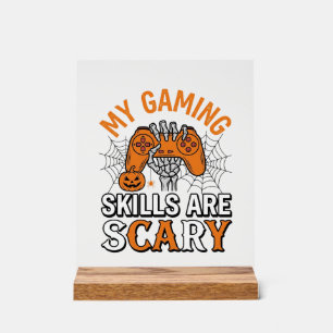 Halloween Gamer Skills Are Scary Vintage Shirt Des Acrylic Sign