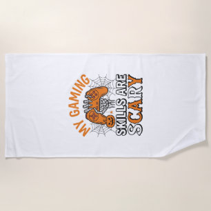 Halloween Gamer Skills Are Scary Vintage Shirt Des Beach Towel