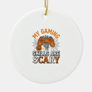 Halloween Gamer Skills Are Scary Vintage Shirt Des Ceramic Ornament