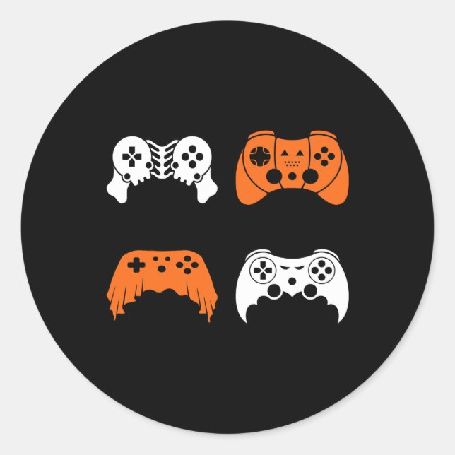 Halloween Gaming Controller Gamer Video Game Contr Classic Round Sticker (Front)
