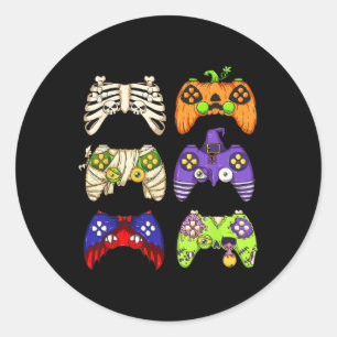 Halloween Gaming Controller Men Boys kids Gamer Ha Classic Round Sticker