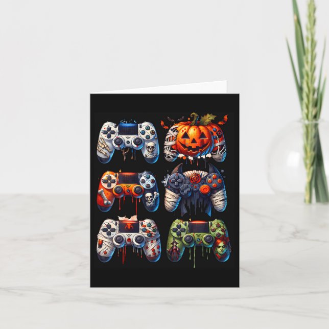 Halloween Gaming Controllers Mummy Skeleton Zombie Card (Front)