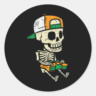 Halloween Gaming Skeleton Costume Gamer Boys Kids  Classic Round Sticker