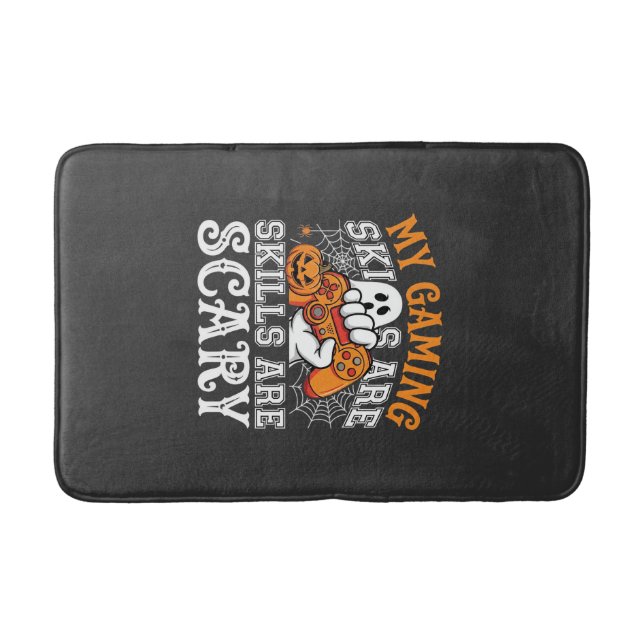 Halloween Gaming Skills Are Scary Ghost Controller Bath Mat (Front)