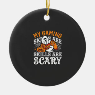 Halloween Gaming Skills Are Scary Ghost Controller Ceramic Ornament
