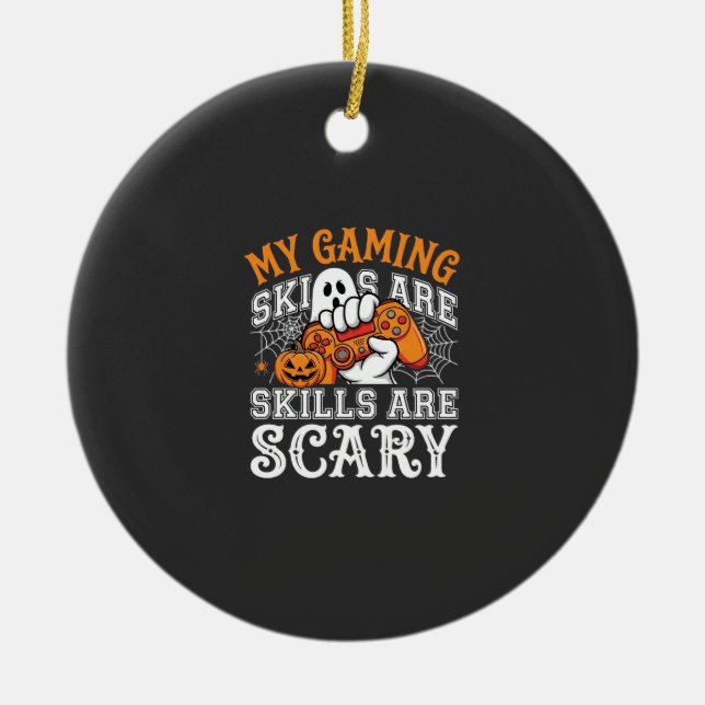 Halloween Gaming Skills Are Scary Ghost Controller Ceramic Ornament (Front)