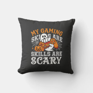 Halloween Gaming Skills Are Scary Ghost Controller Throw Pillow