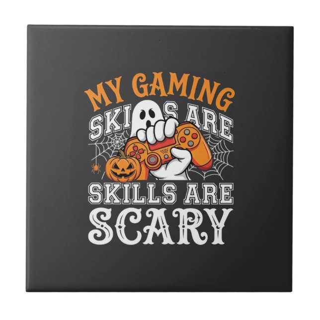 Halloween Gaming Skills Are Scary Ghost Controller Tile (Front)