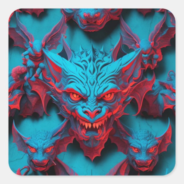 Halloween Gargoyle Square Sticker (Front)
