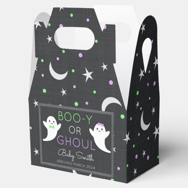 Halloween gender reveal Boo-y or Ghoul Favor Box (Opened)