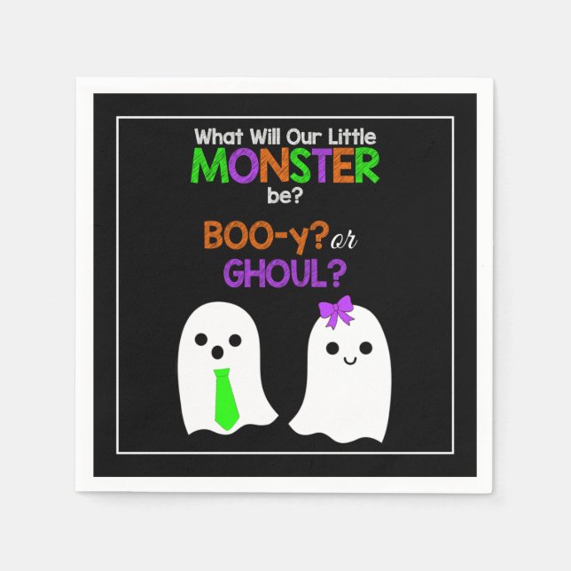 Halloween Gender Reveal Paper Napkins (Front)