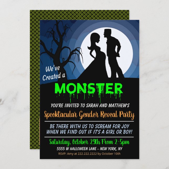 Halloween Gender Reveal Party Invitation (Front/Back)