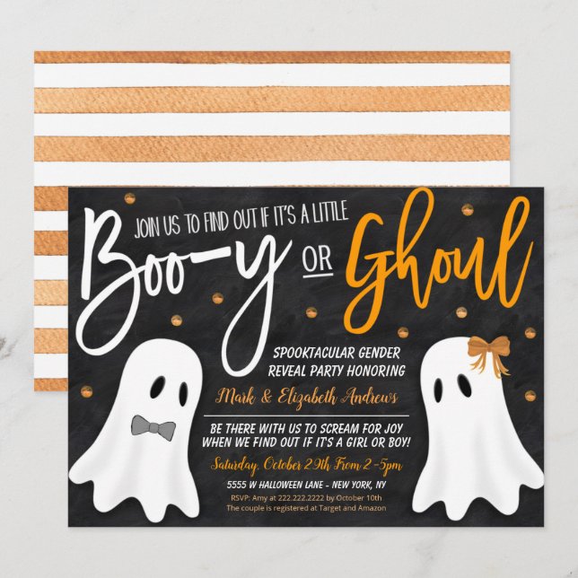 Halloween Genre Révéler Fantôme Invitation (Devant / Derrière)