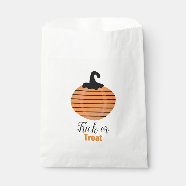 Halloween Geometric Pumpkin Stripes Favour Bag (Front)
